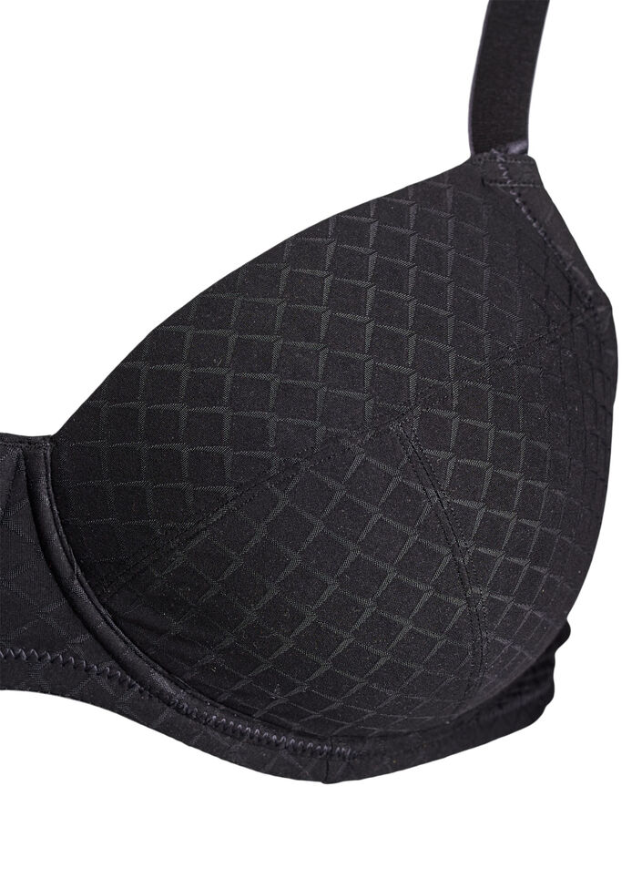 Vadderad BH i mikrofiber med rutigt m&ouml;nster, Svart, Packshot image number 2