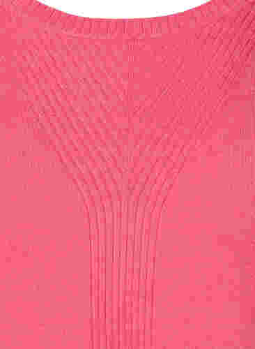 Enfärgad stickad tröja med ribbade detaljer, Hot Pink Mel., Packshot image number 2