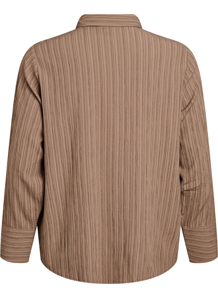 FLASH - Skjorta med textur, Brun, Packshot image number 1