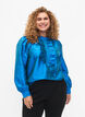 Glansig skjortblus med volanger, Diva Blue, Model image number 0