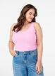 Solid f&auml;rg bas topp i bomull, Rosa, Model image number 0