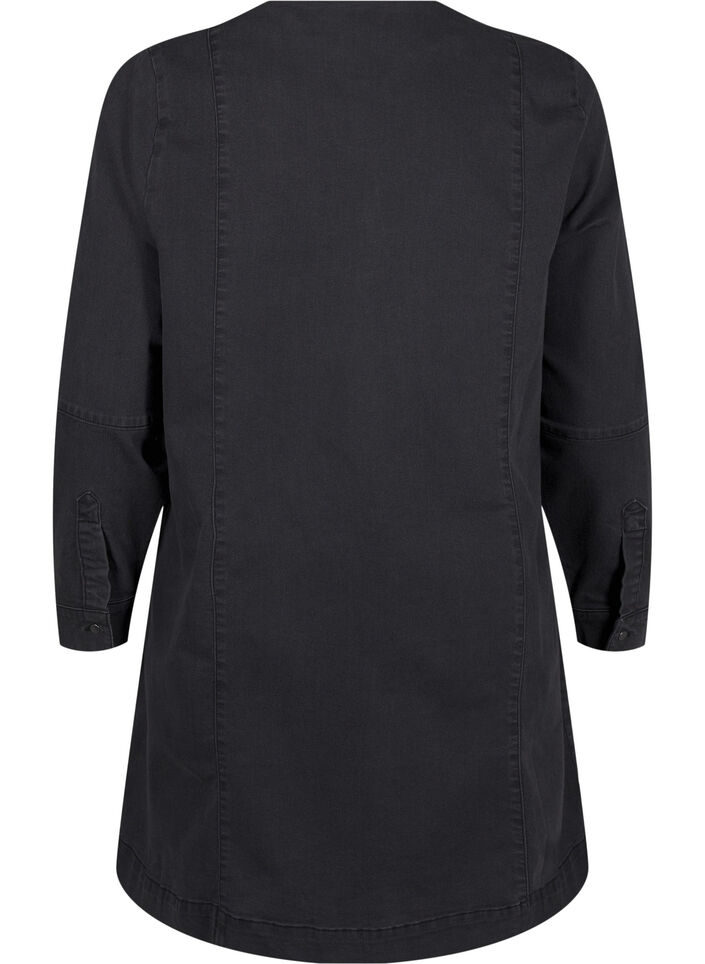 A-formad denimklänning med dragkedja, Grey Washed, Packshot image number 1