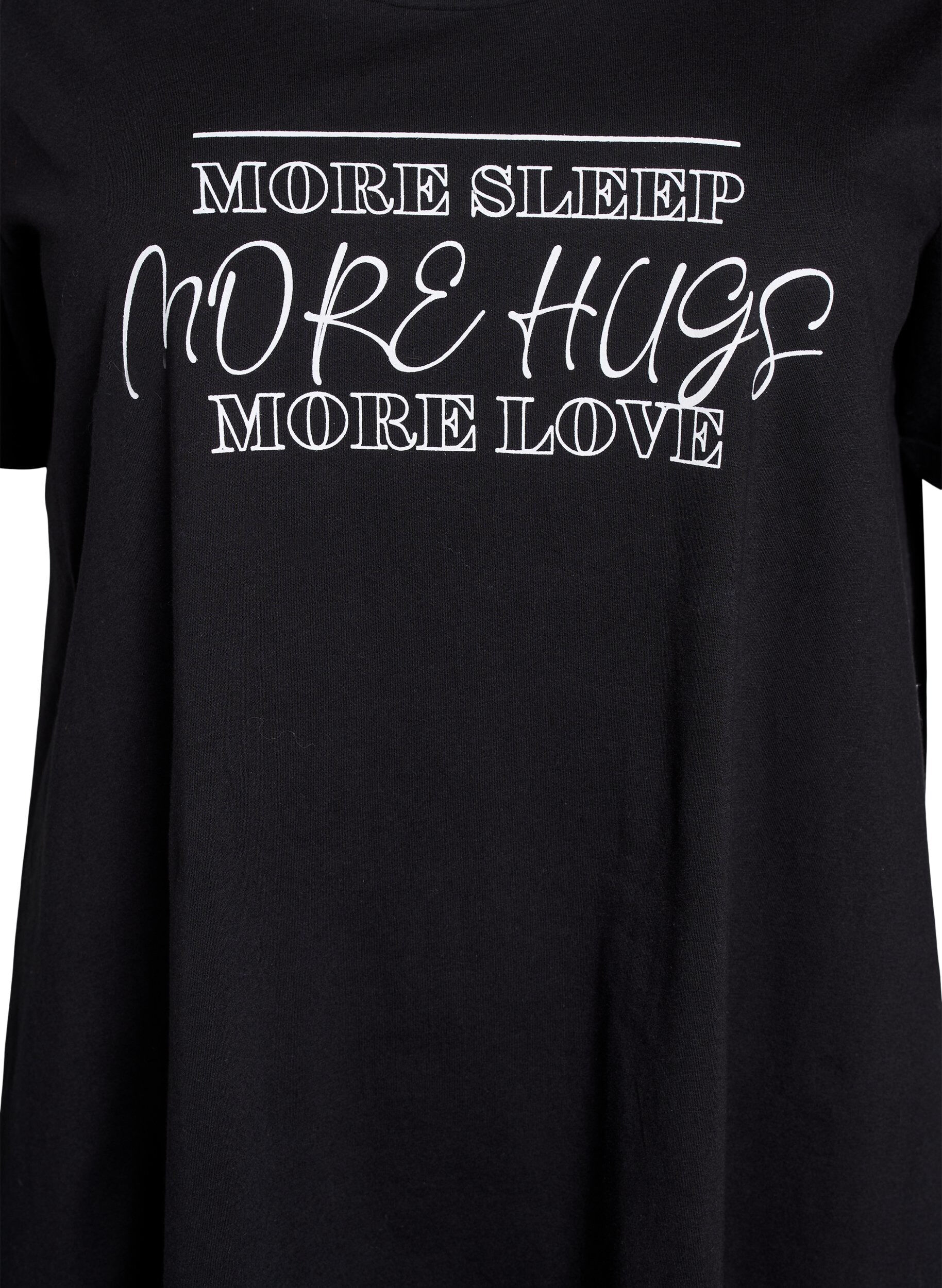 ZizziKort&auml;rmat nattlinne i ekologisk bomull, Svart, Packshot image number 2