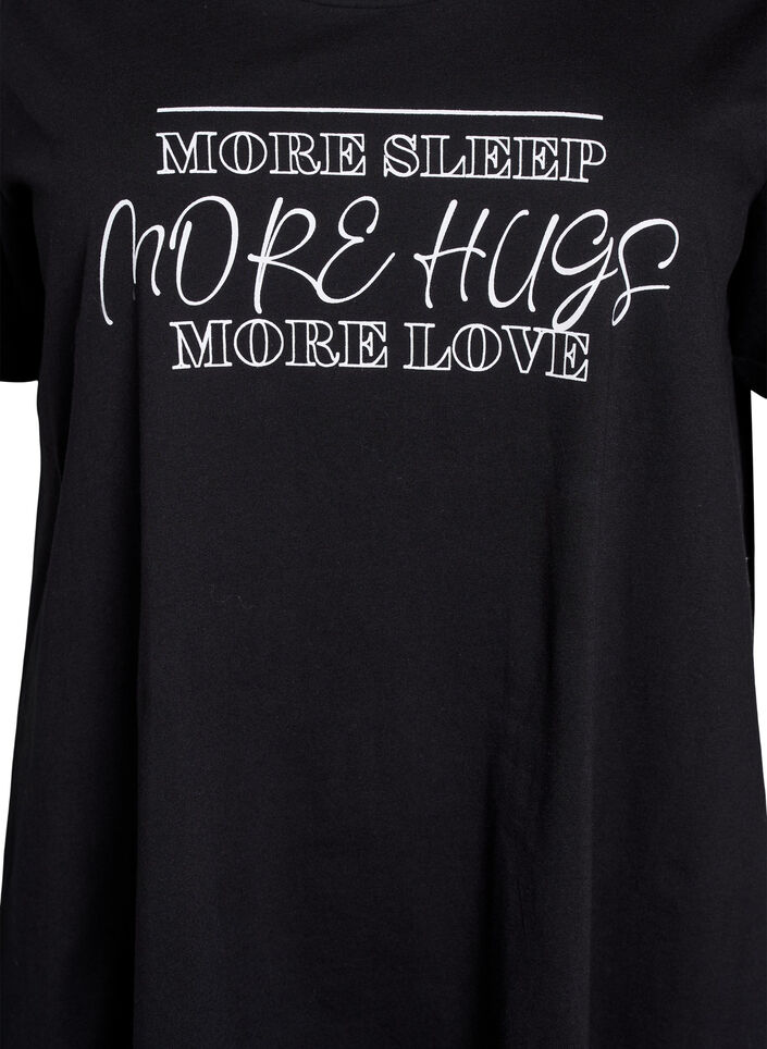 Kort&auml;rmat nattlinne i ekologisk bomull, Svart, Packshot image number 2