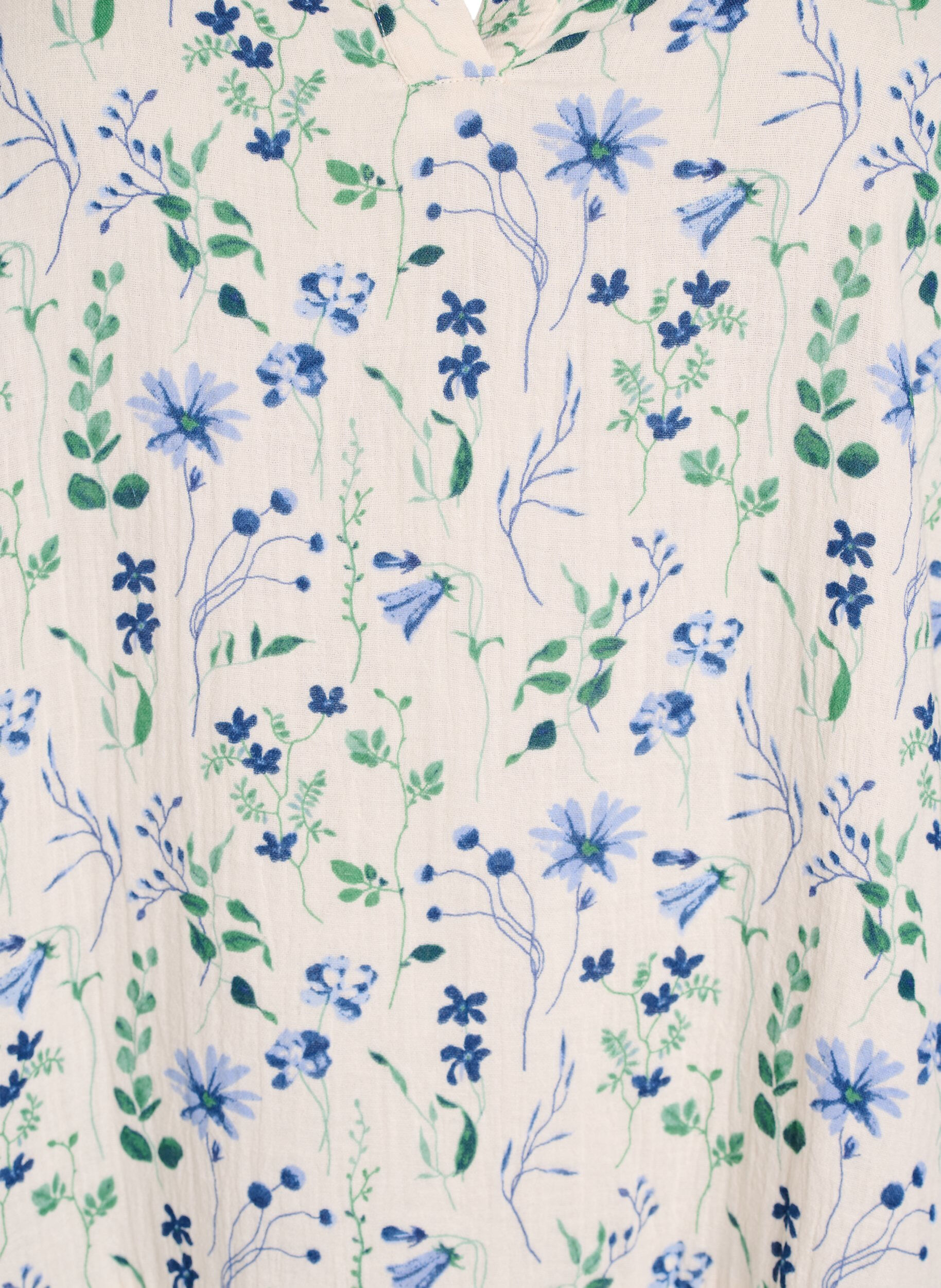 ZizziKort a-linjeformad kl&auml;nning i bomullsmuslin, Beige, Packshot image number 2