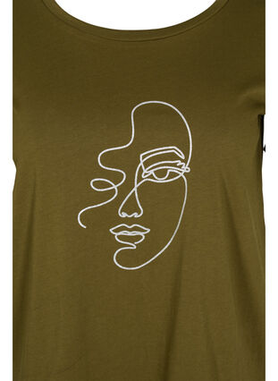 T-shirt med glimmertryck i bomull, Ivy G. Shimmer Face, Packshot image number 2