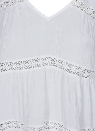 A-linjeformad viskosklänning med spetsband, White, Packshot image number 2
