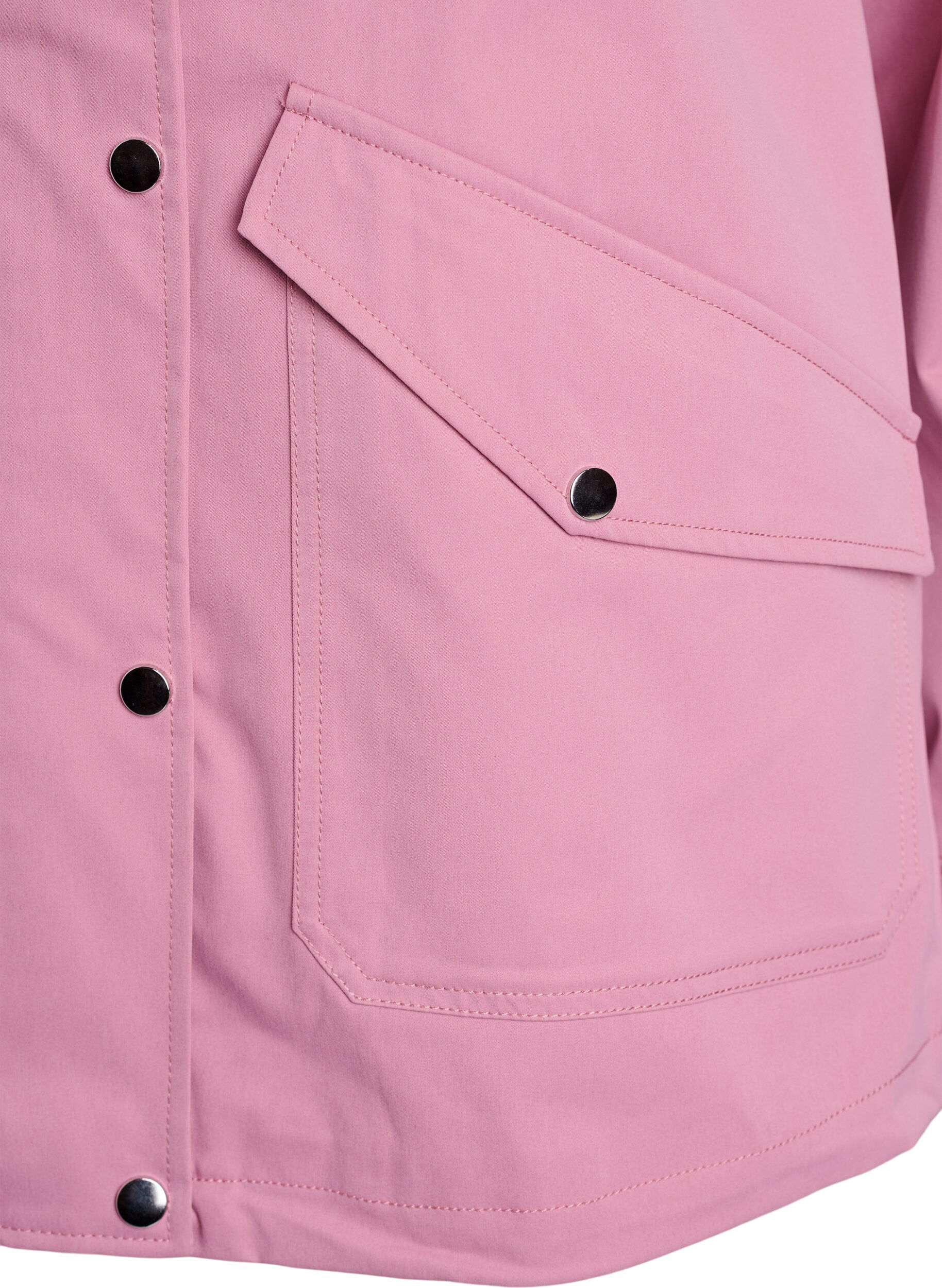 ZizziKort v&aring;rjacka med avtagbar huva, Rosa, Packshot image number 3