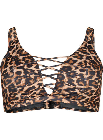 Bikini-bh med leopardtryck och korsade band