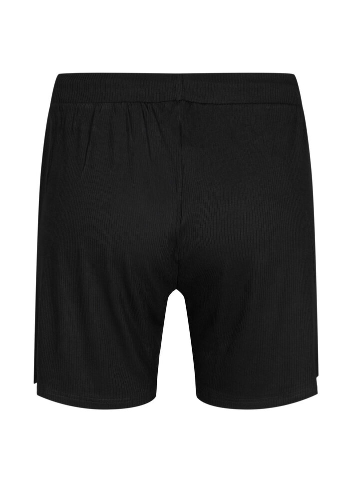 Löst sittande ribbade shorts i viskos, Black, Packshot image number 1
