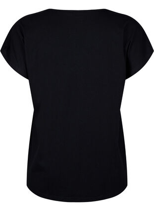 T-shirt med v-ringning och bröstficka, Black, Packshot image number 1