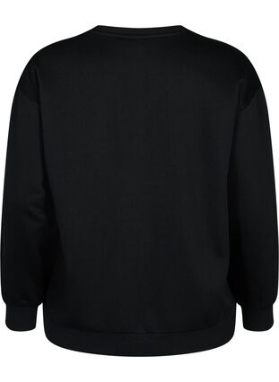 Sweatshirt med volang och virkad detalj, Black, Packshot image number 1