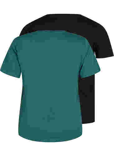 2-pack t-shirt i bomull, Mallard Green/Black, Packshot image number 1