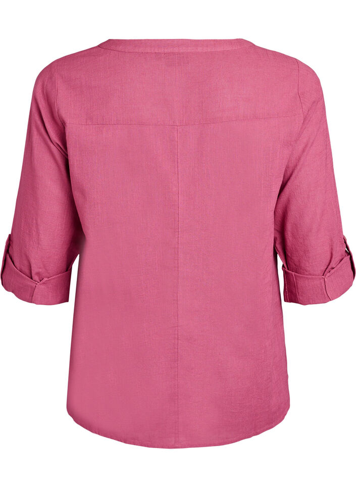 Bomullsblus med v-ringning, R&ouml;d, Packshot image number 1