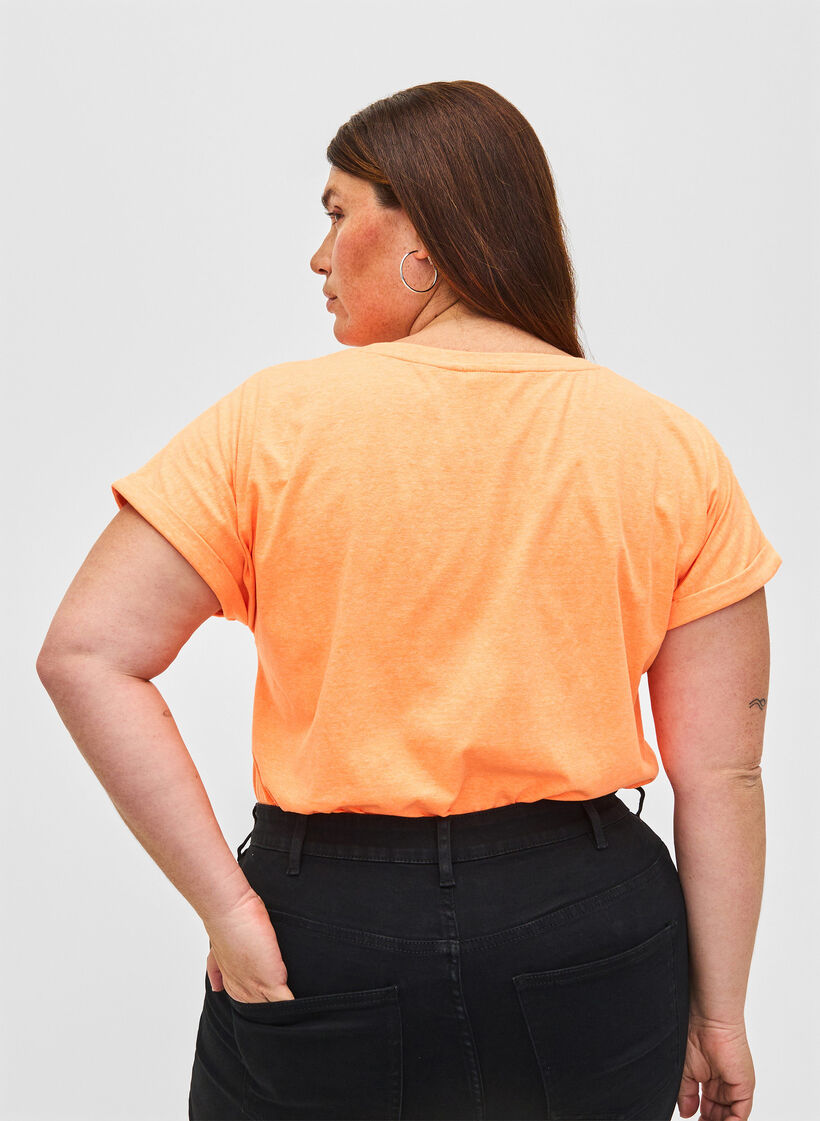 Neonfärgad bomulls t-shirt, Orange, Model image number 2