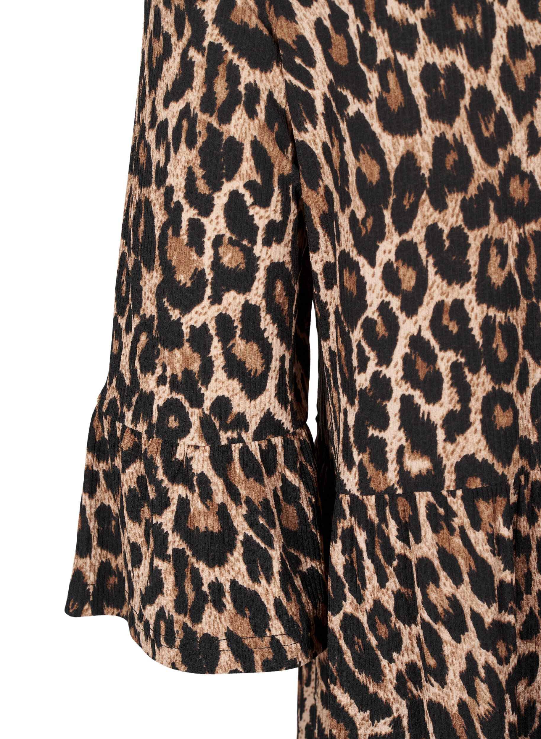 Zizzi Kort, A-linjeformad kl&auml;nning med leopardm&ouml;nster, Brun, Packshot image number 3
