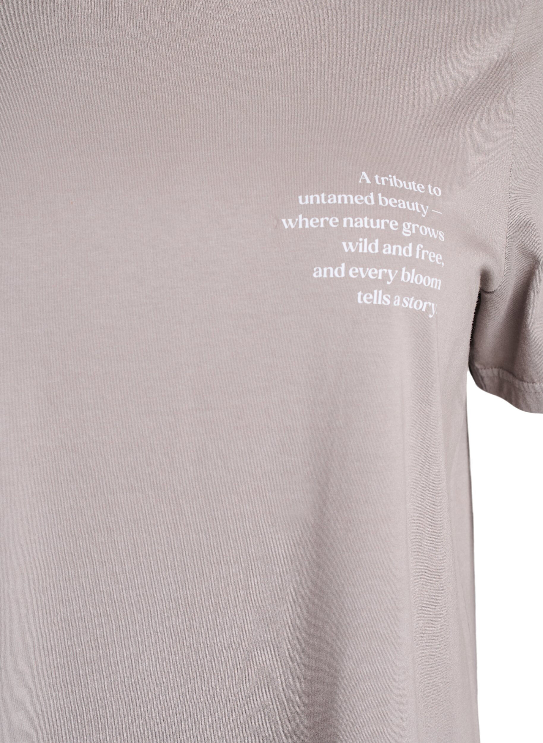 Zizzi T-shirt i bomull med tryck fram och bak, Gr&aring;, Packshot image number 2