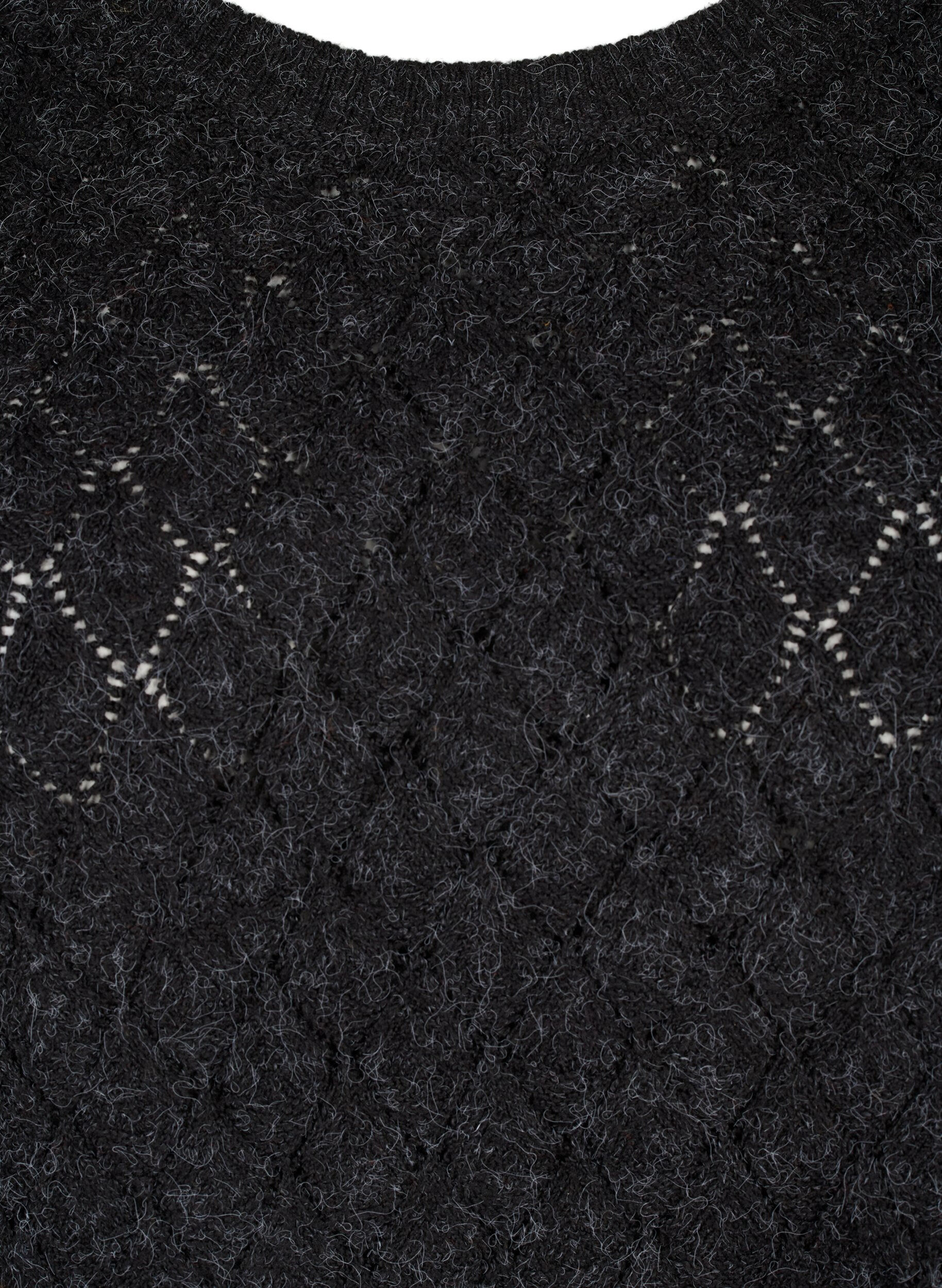 Zizzi Stickad blus med spetsm&ouml;nster, Dark Grey Melange, Packshot image number 2