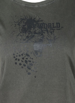 T-shirt med acid wash och smock, Dark grey acid wash, Packshot image number 2