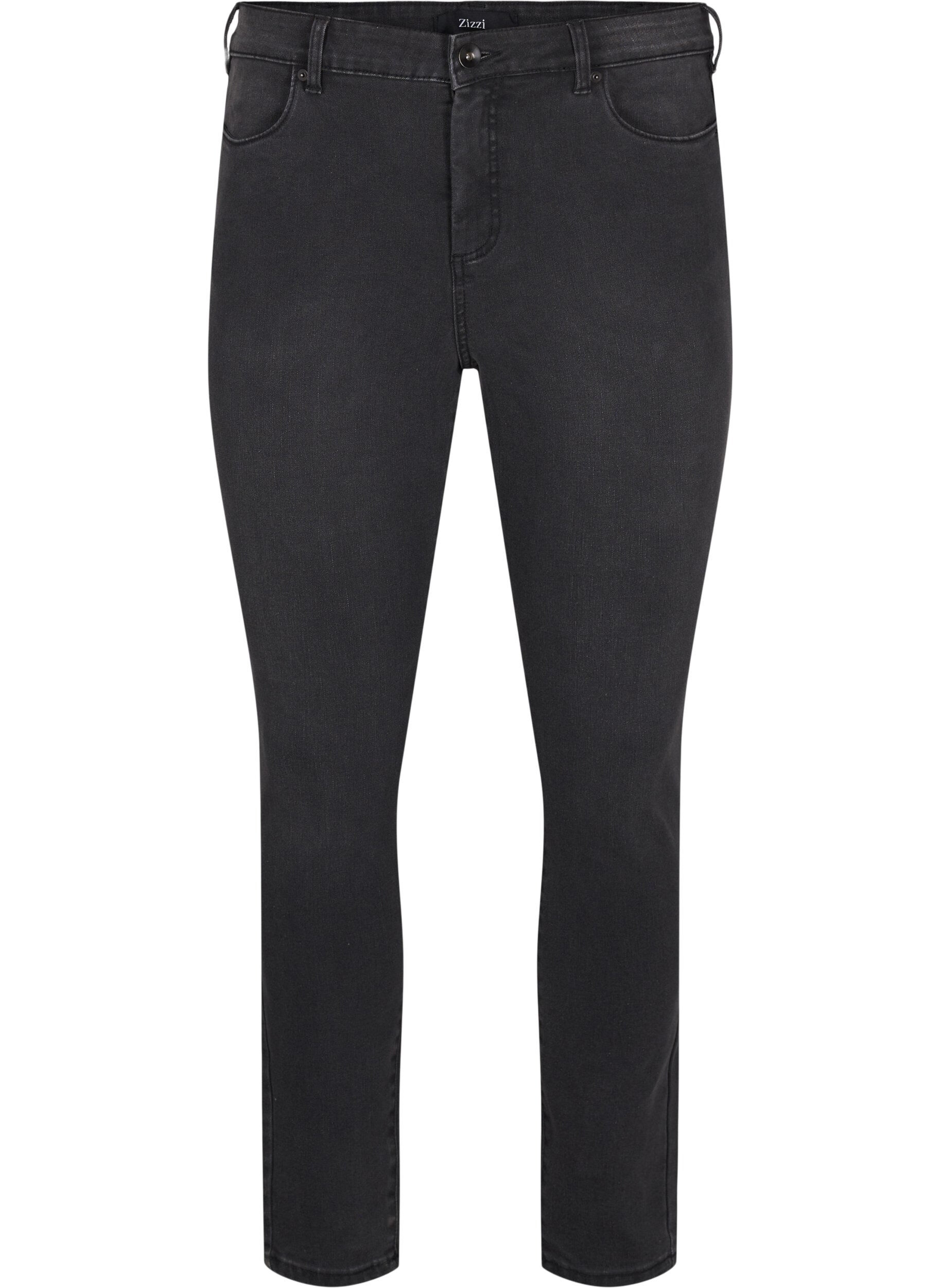 Zizzi Amy jeans med h&ouml;g midja och super slim fit, Gr&aring;, Packshot image number 0