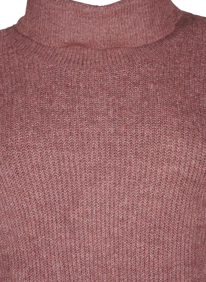 Stickad kl&auml;nning med polokrage, Rosa, Packshot image number 2