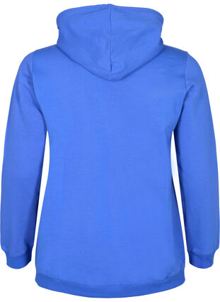 Sweatshirt med texttryck och huva, Dazzling Blue, Packshot image number 1