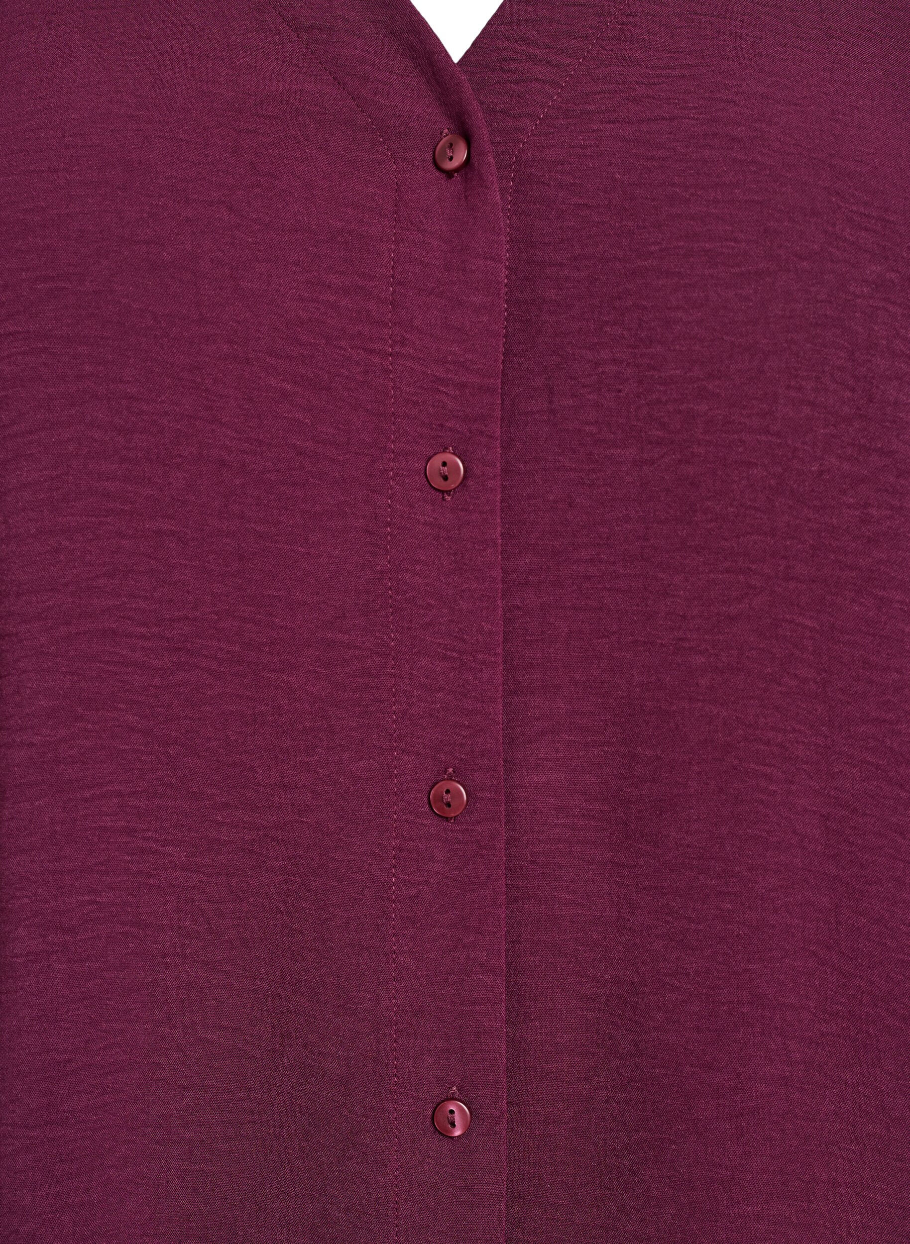 ZizziSkjortblus med v-ringning och 3/4-&auml;rm, R&ouml;d, Packshot image number 2