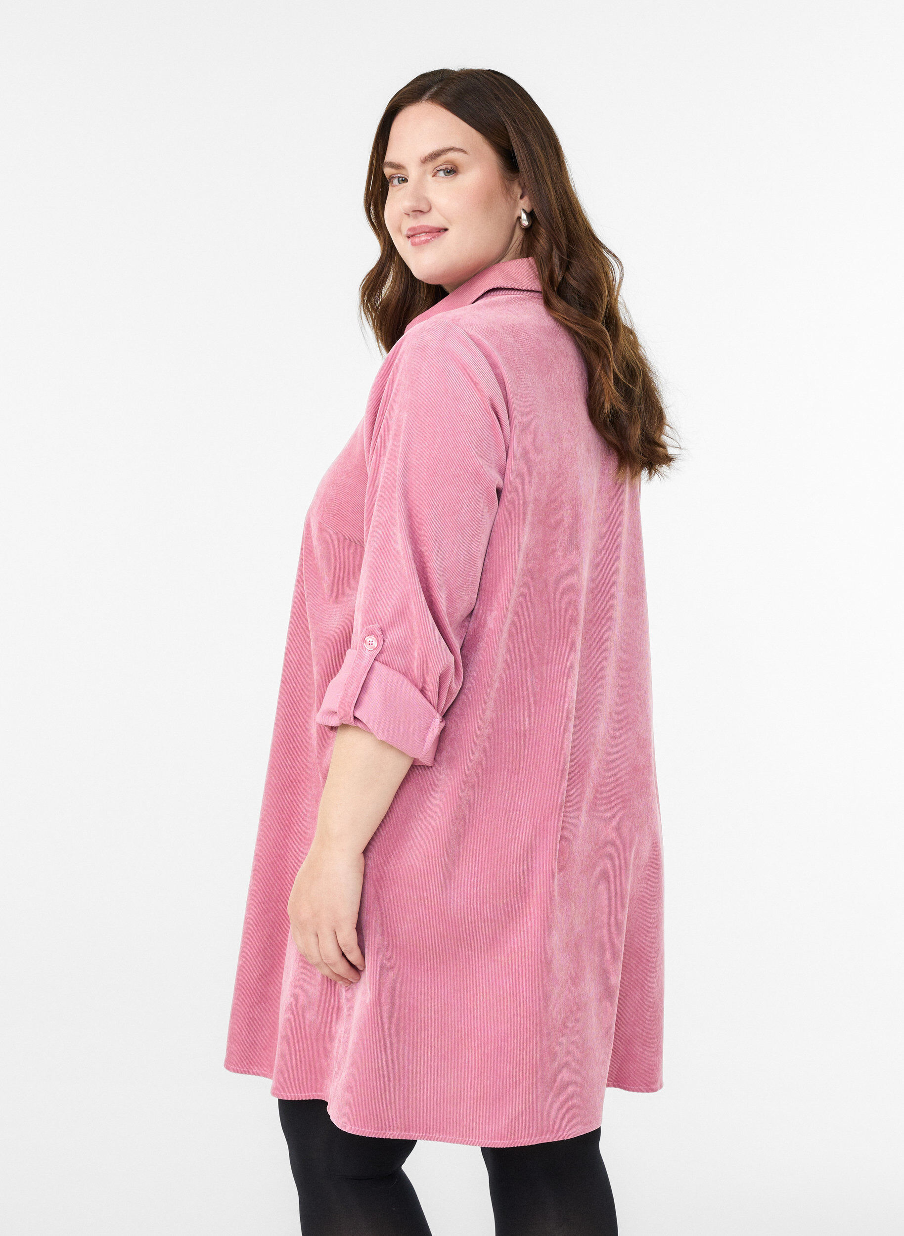 Zizzi Manchesterkl&auml;nning med dragkedja och 3/4-&auml;rmar, Rosa, Model image number 2