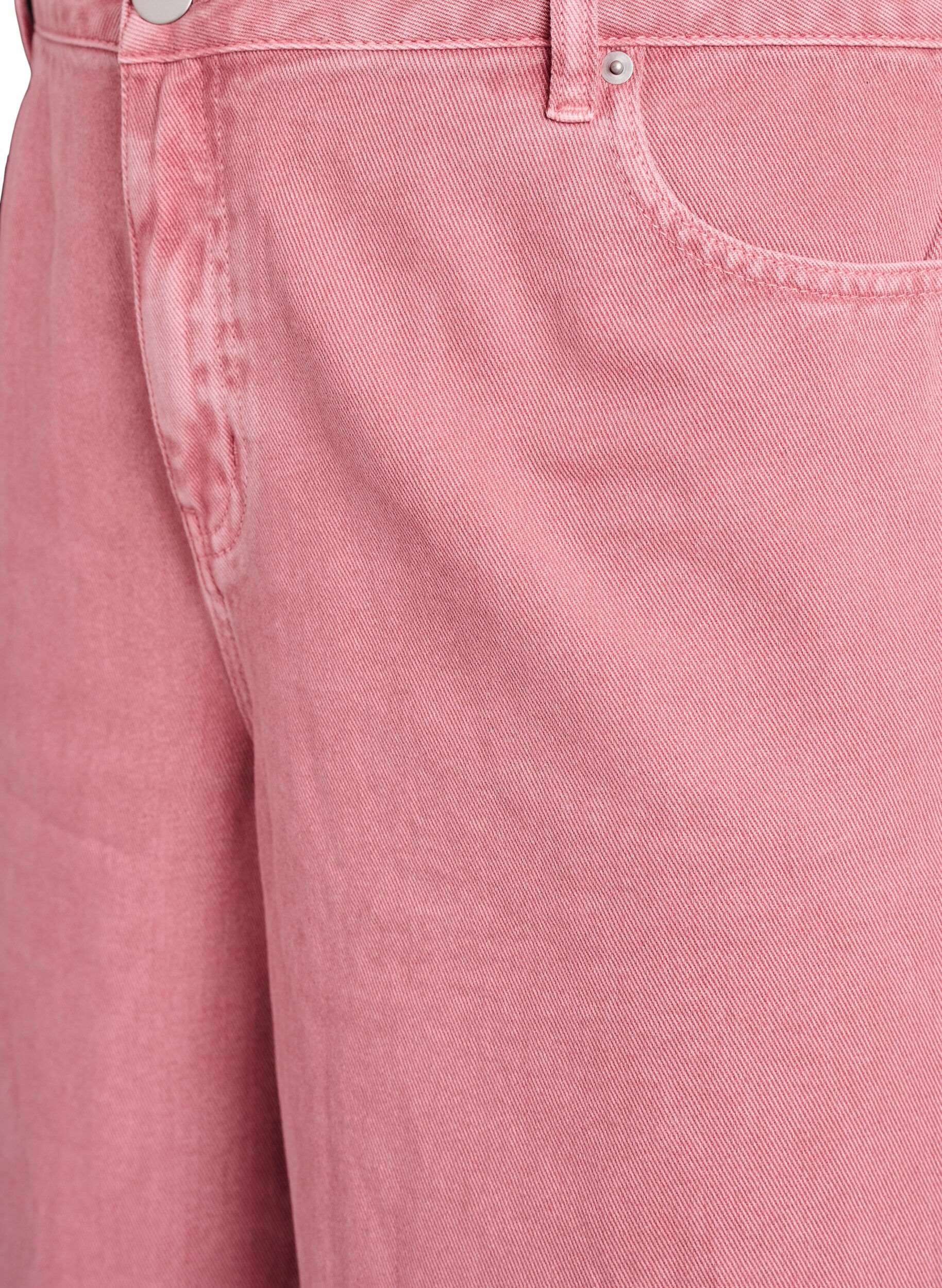 Zizzi F&auml;rgade bermudashorts i denim med h&ouml;g midja, Rosa, Packshot image number 2