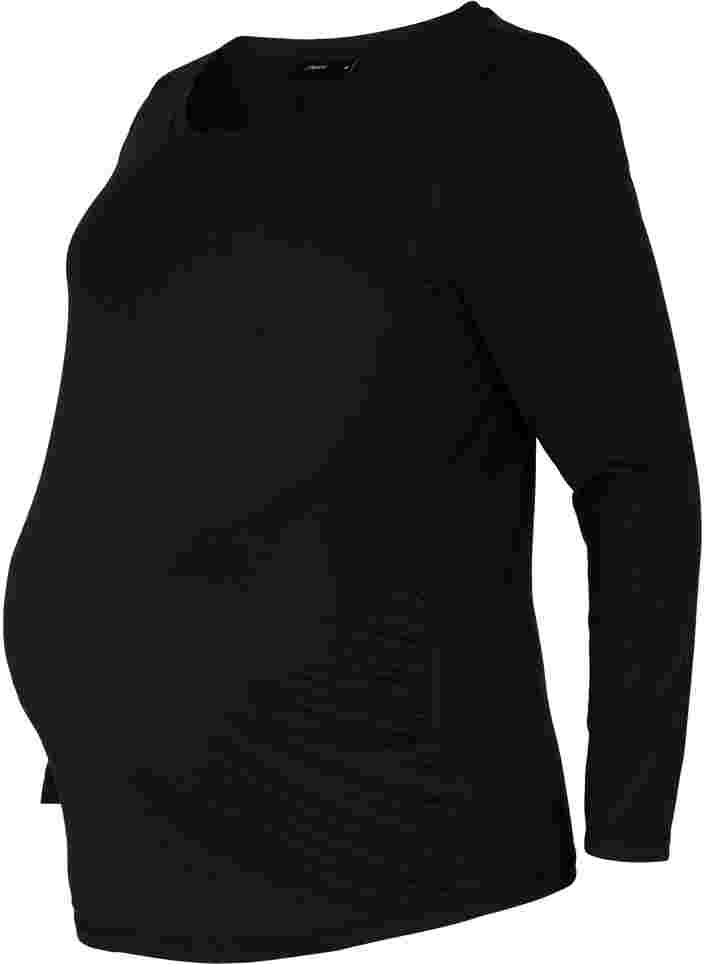 Basic gravidblus med långa ärmar, Black, Packshot image number 0