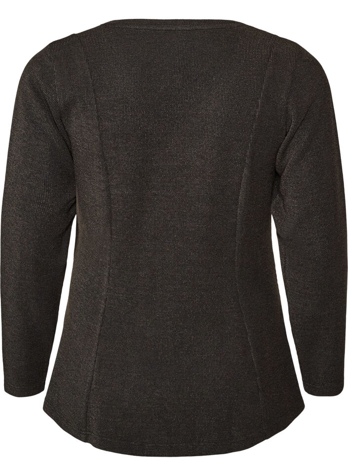 Blus i jersey med ribbad textur och a-linjeformad passform, Svart, Packshot image number 1