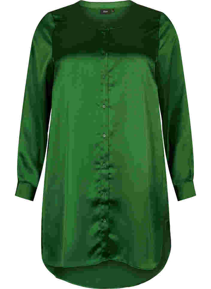 Lång skinande skjorta med slits, Formal Garden, Packshot image number 0
