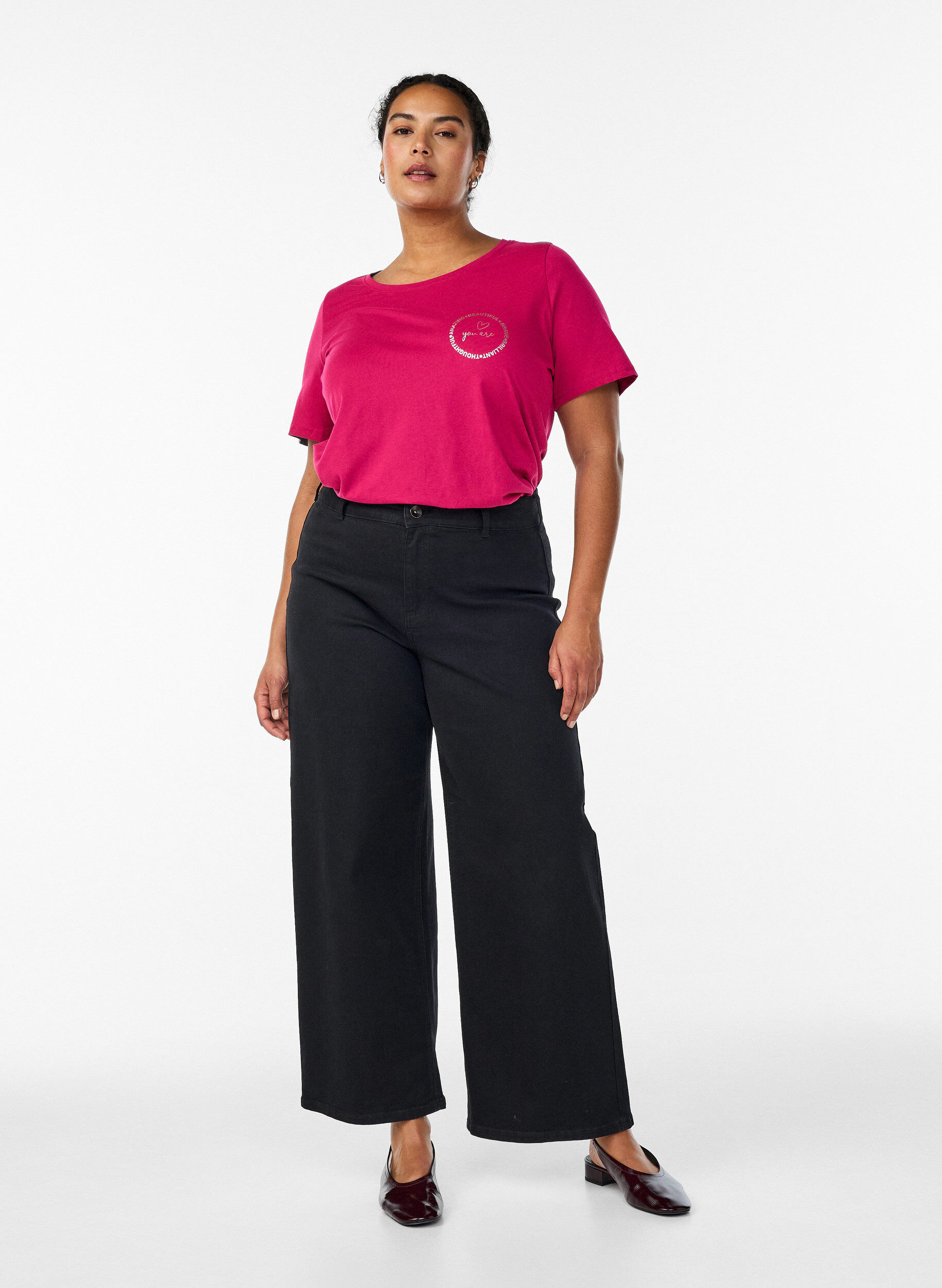 ZizziT-shirt med tryck, R&ouml;d, Model image number 1