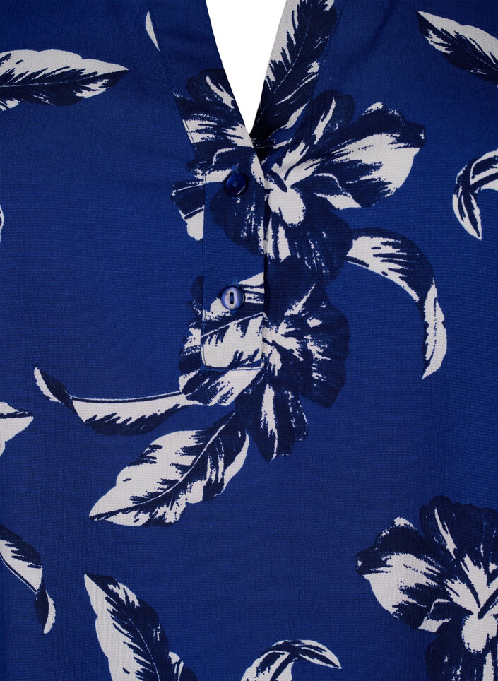 FLASH - Långärmad blus med tryck, Navy Blazer Flower, Packshot image number 2