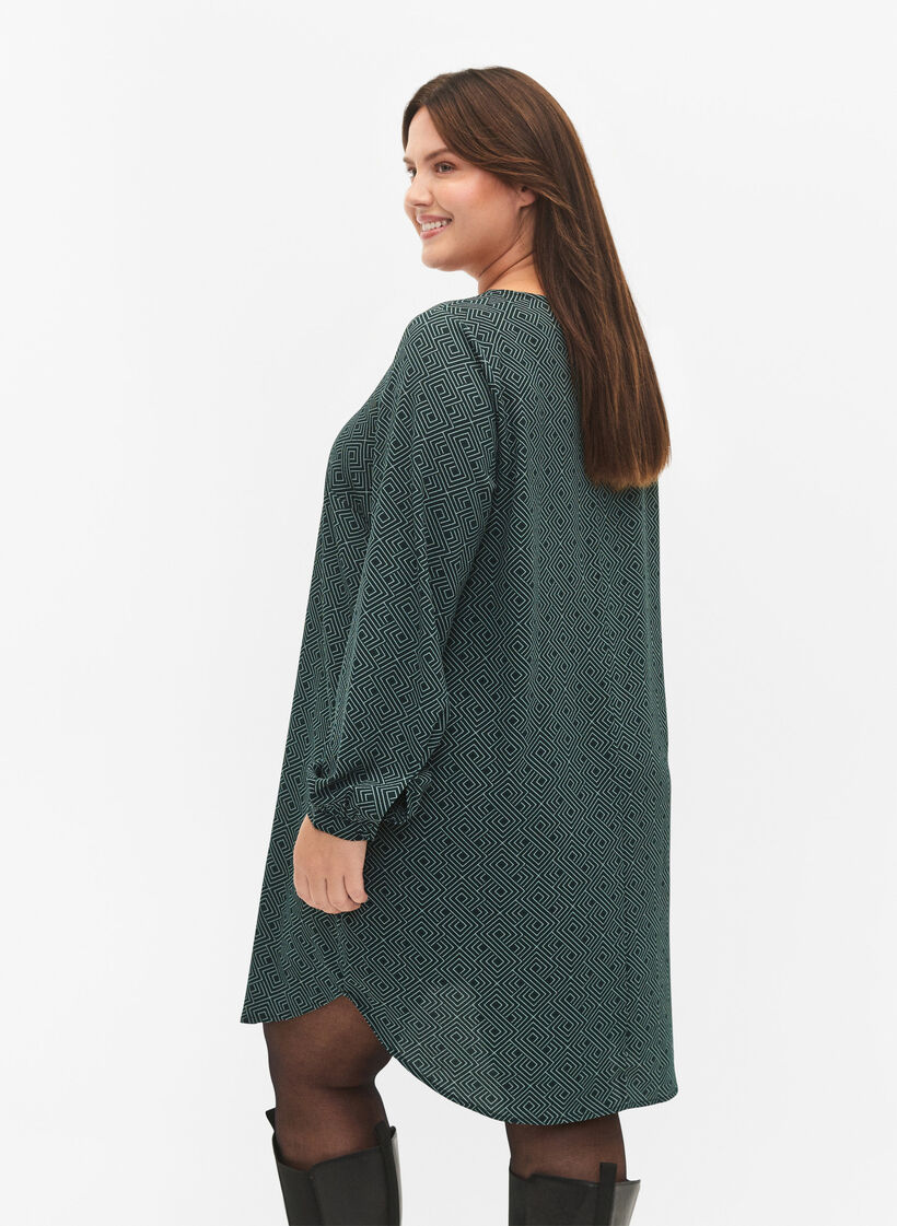 Klänning med V-ringning och tryck, Scarab Graphic AOP, Model image number 1