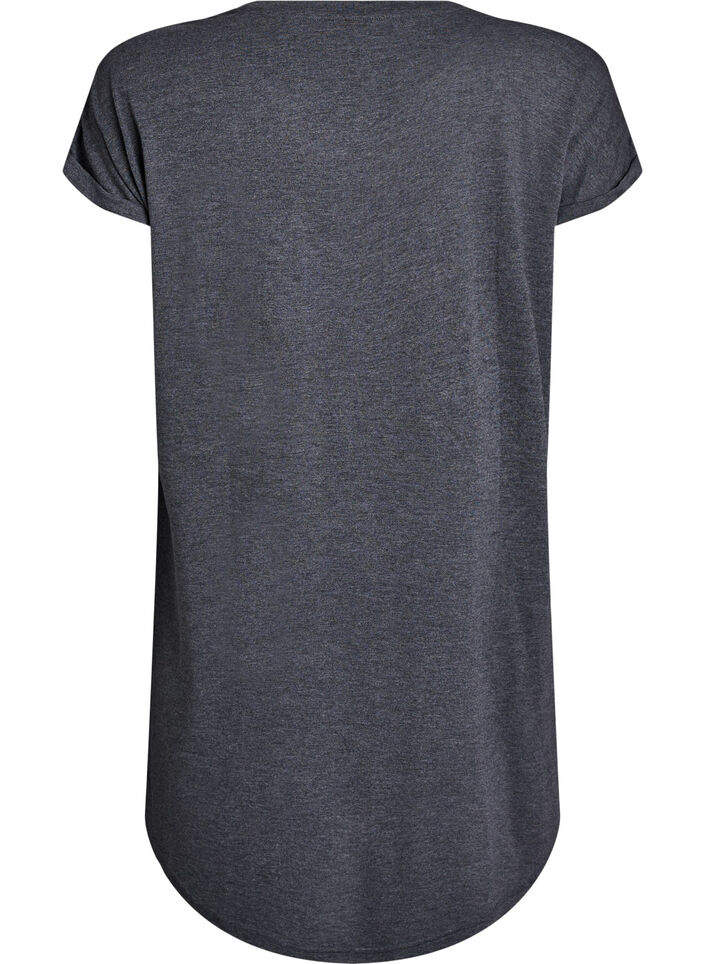 Kort&auml;rmat nattlinne med texttryck, Svart, Packshot image number 1