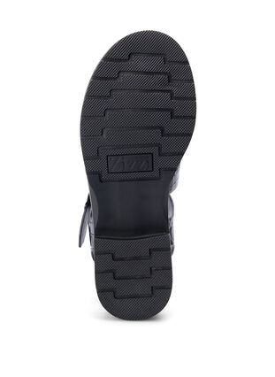 Sandal med bred passform i glänsande krokodilskinn, Black, Packshot image number 5
