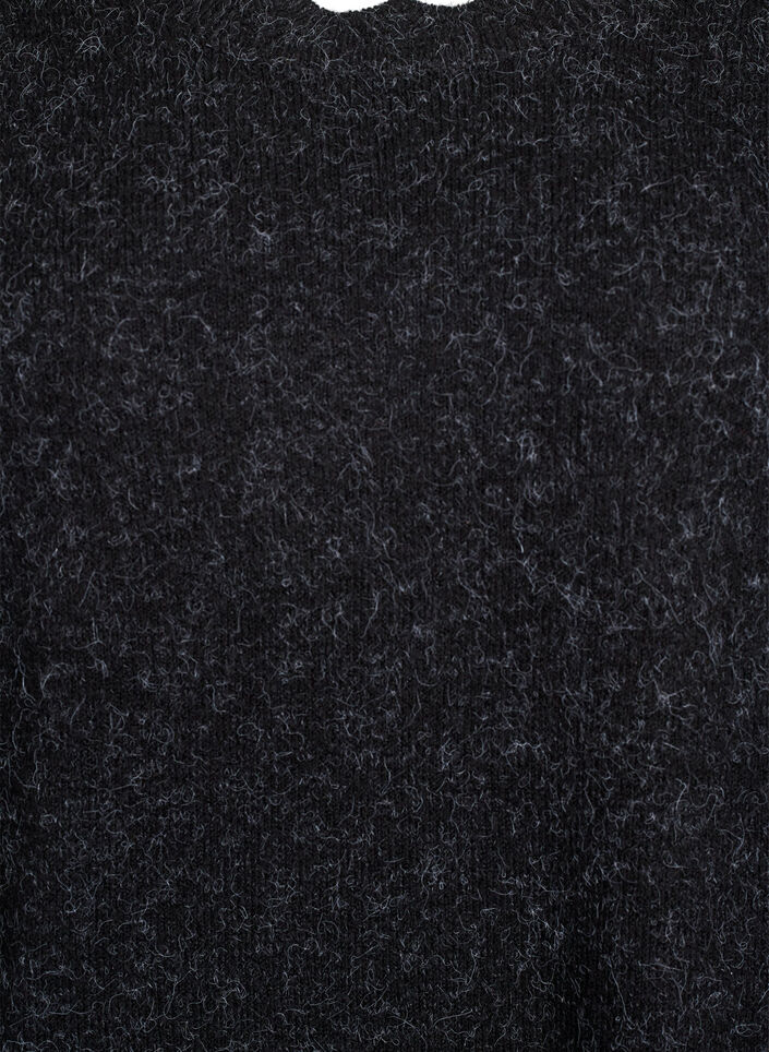 Stickad kort kl&auml;nning med v&aring;gig kant och slitsar, Gr&aring;, Packshot image number 2
