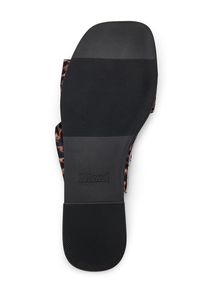 Platta sandaler med korsade satinremmar, Brun, Packshot image number 4