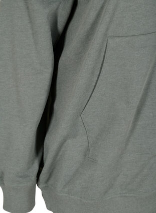 Munkjacka i sweatshirtkvalitet med huva och fickor, Balsam Green Mel, Packshot image number 3