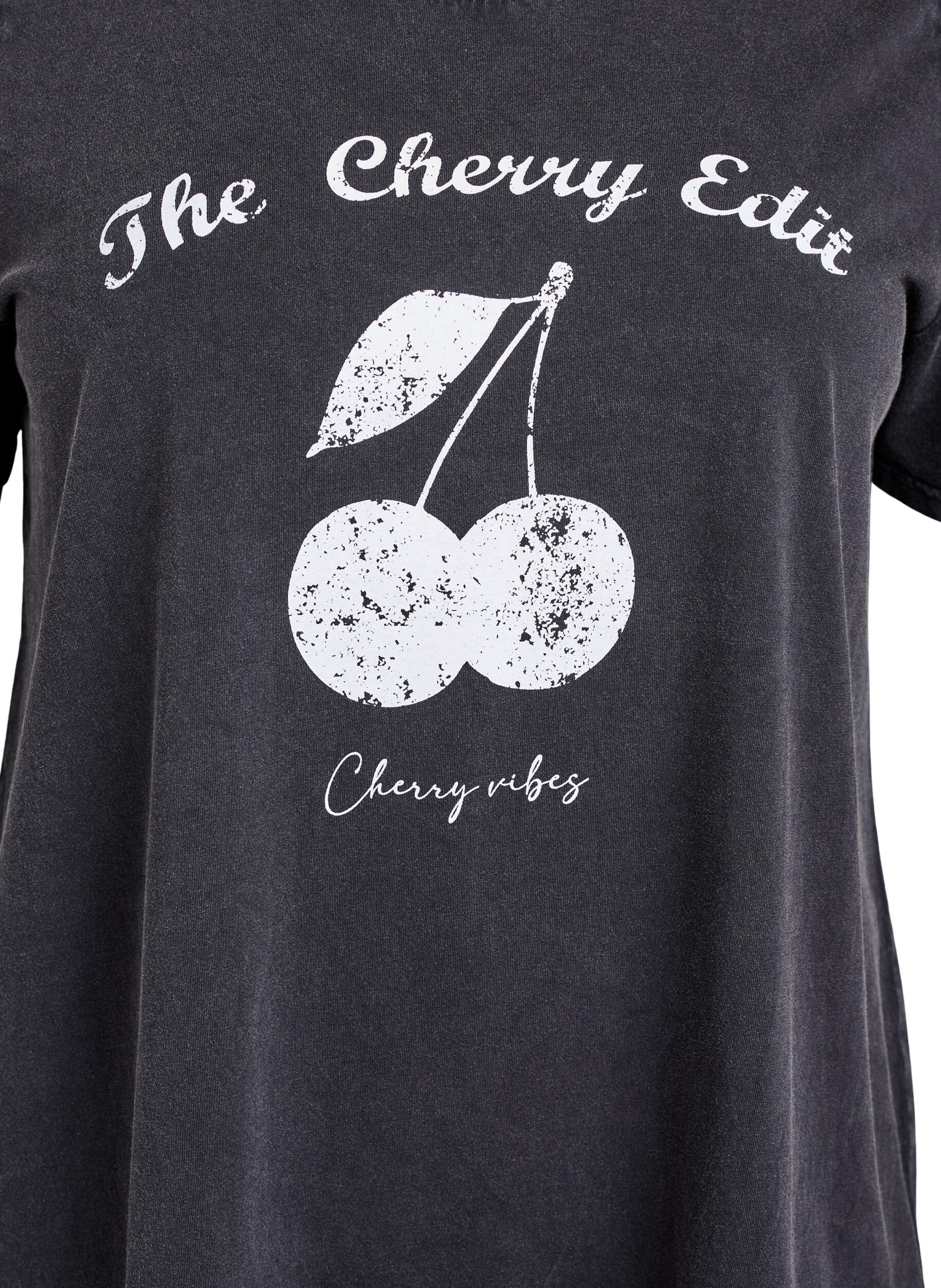 Zizzi T-shirt i ekologisk bomull med tryck, Gr&aring;, Packshot image number 2