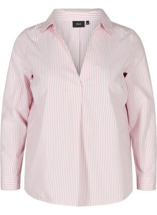 Randig skjorta i ekologisk bomull, Blush Stripe, Packshot image number 0