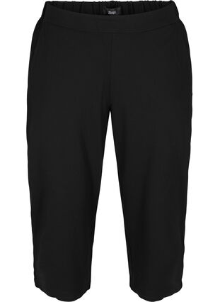 Enfärgade culottebyxor med fickor, Black, Packshot image number 0