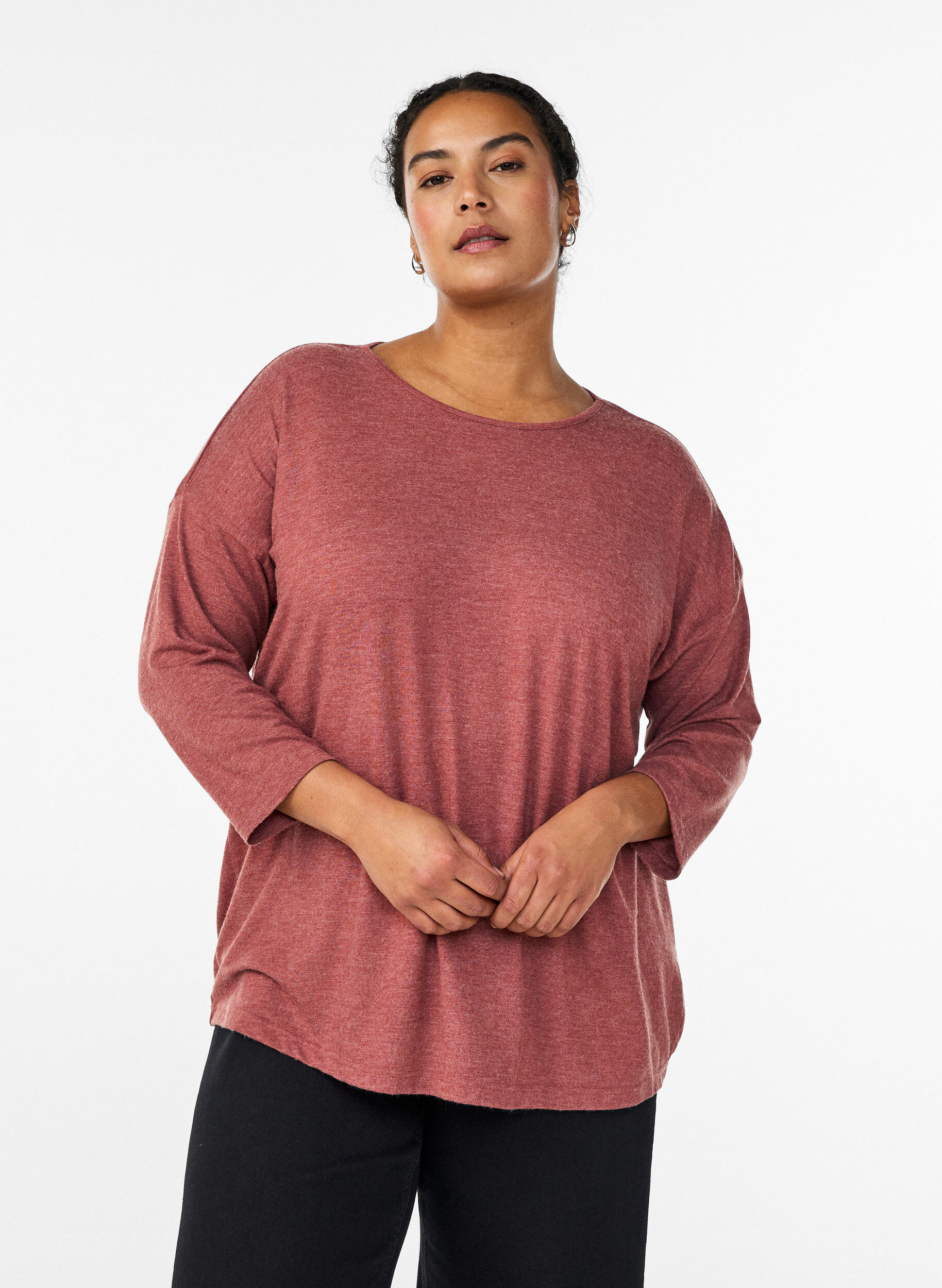 ZizziJerseyblus med 3/4-&auml;rm, R&ouml;d, Model image number 0