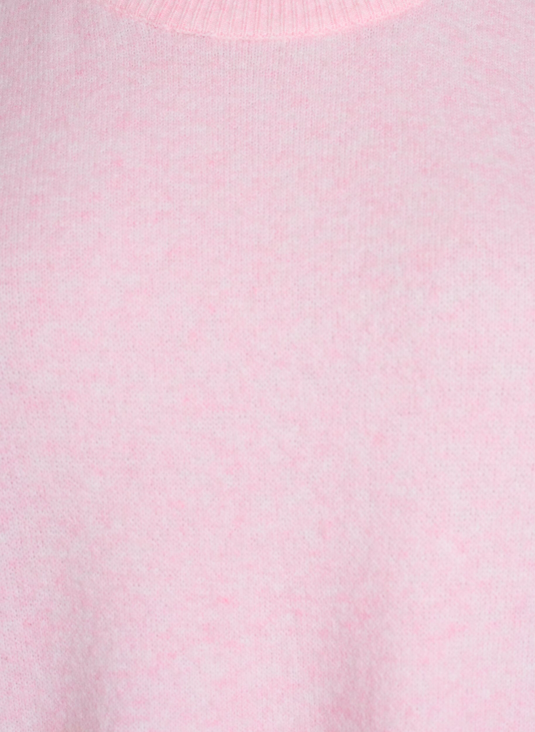 ZizziL&ouml;st stickad blus med korta &auml;rmar, Rosa, Packshot image number 2
