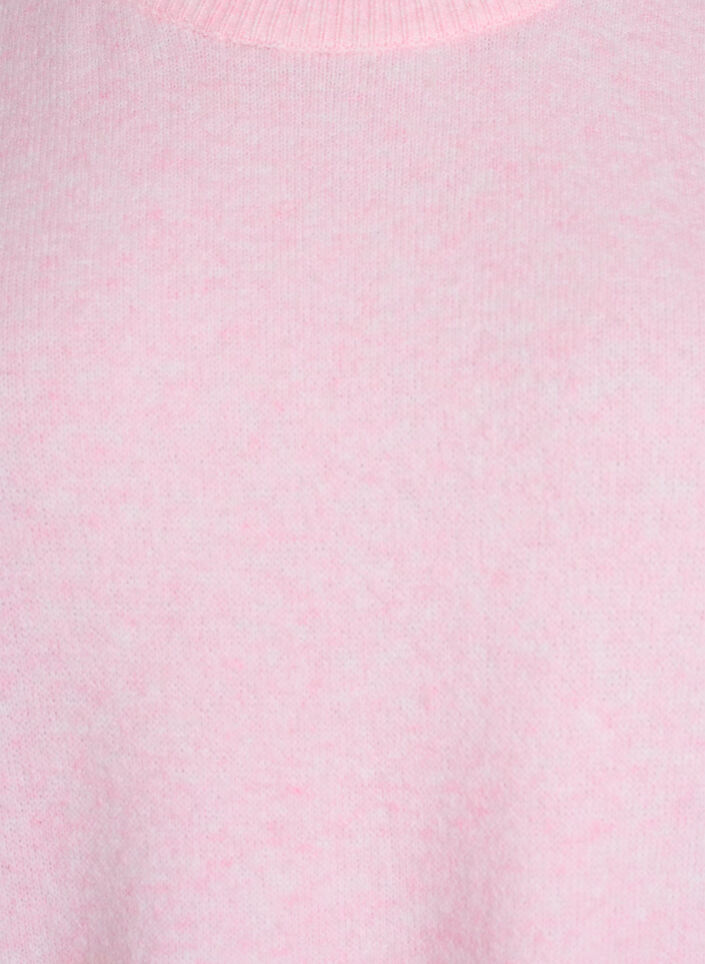 L&ouml;st stickad blus med korta &auml;rmar, Rosa, Packshot image number 2