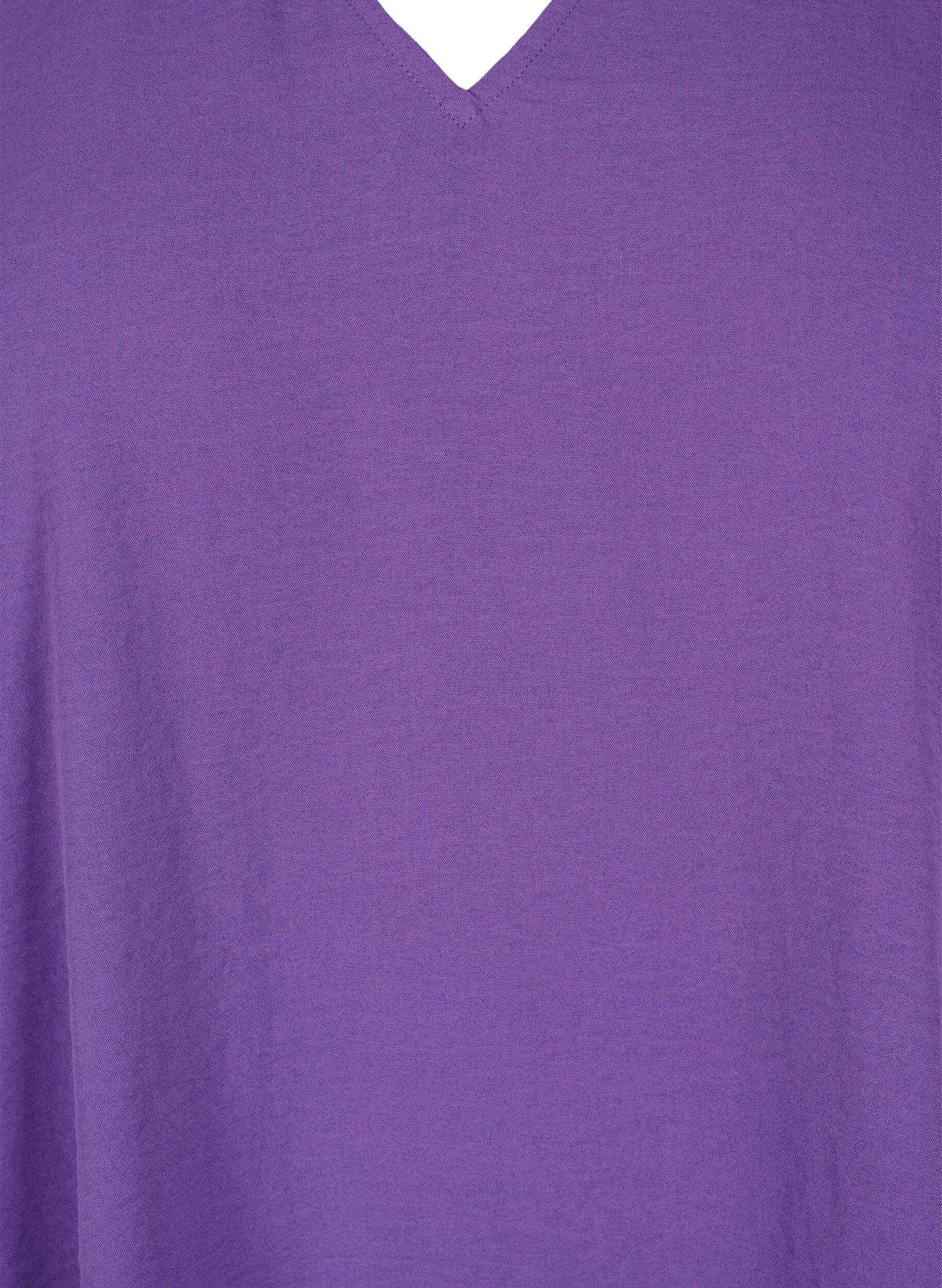 Zizzi V-ringad blus med l&aring;nga &auml;rmar, Pansy, Packshot image number 2