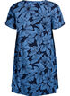 Kort a-linjeformad kl&auml;nning med blomm&ouml;nster, Bl&aring;, Packshot image number 1