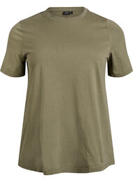 Enkel t-shirt i bomull med rund halsringning, Gr&ouml;n