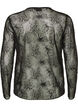 Blus i mesh med blommor och paljetter, Svart, Packshot image number 1